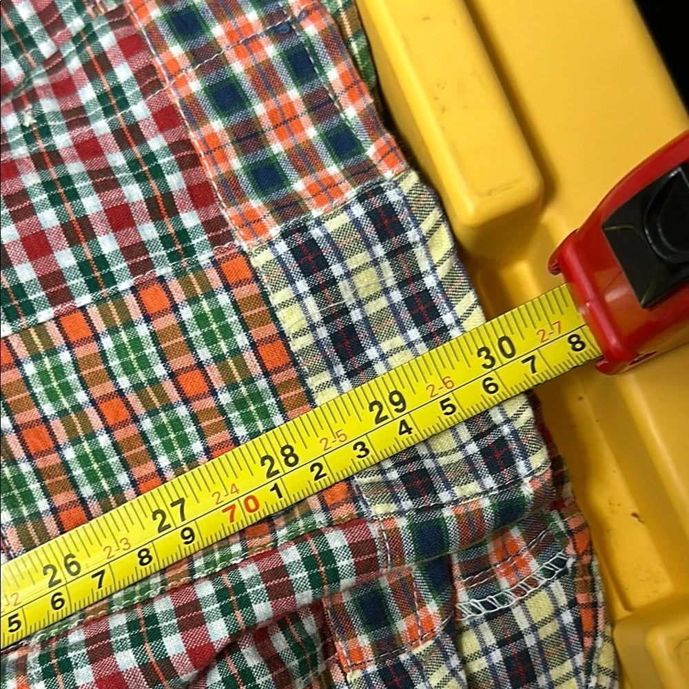 J Crew Shirt Mens Large Plaid Patchwork Short Sleeve‎ Button Up Preppy 90s Y2K
